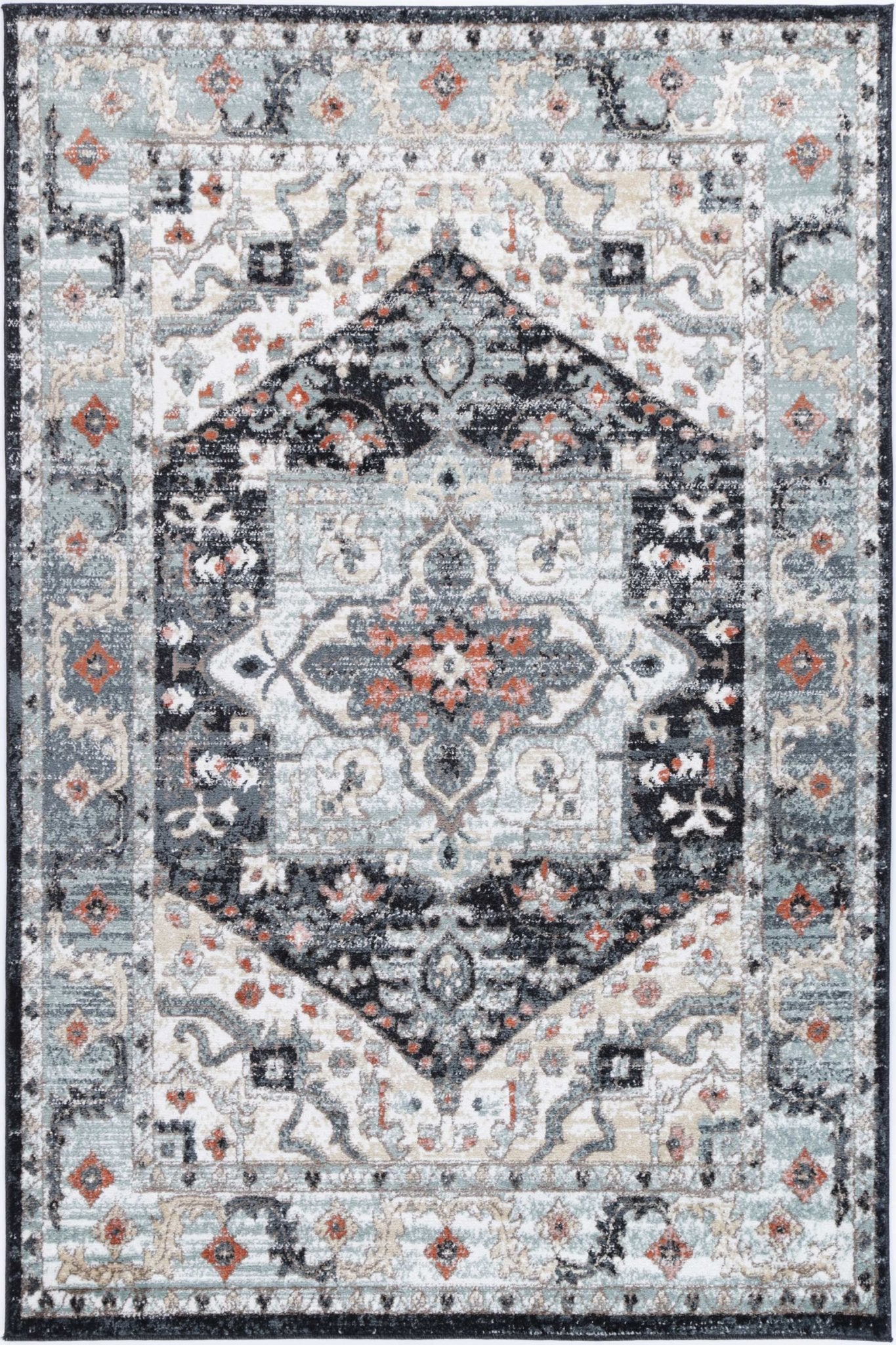 Fortune Traditional Blue Charcoal Rug - Rug - Rugs a Million