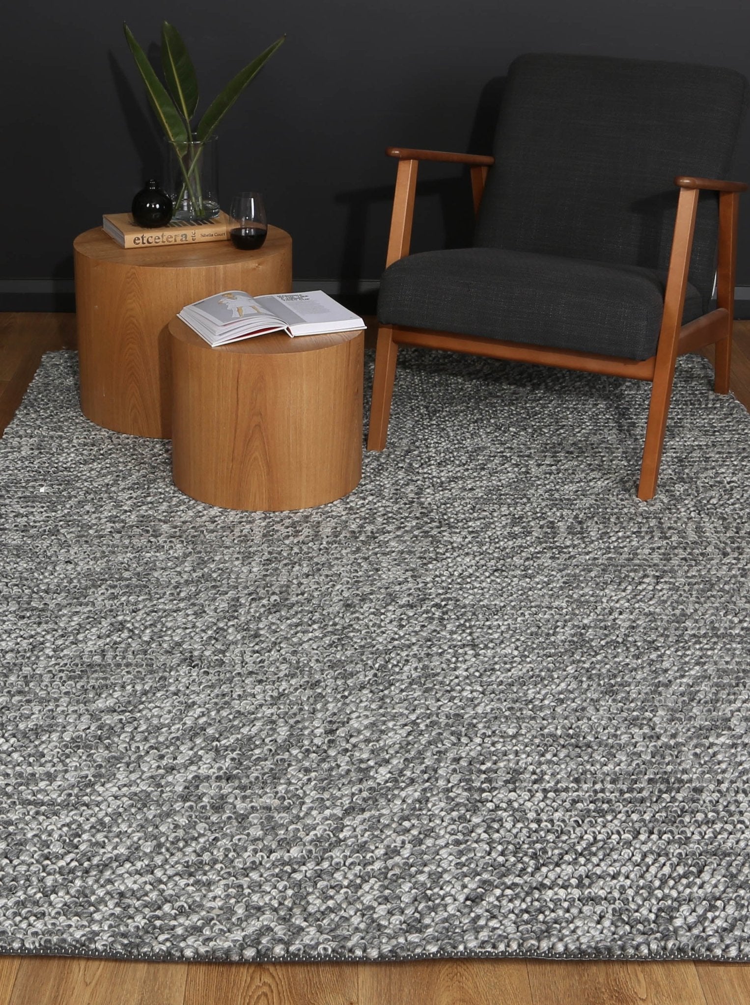 Rayna Loopy Charcoal Wool Blend Rug - Area Rug - Rugs a Million