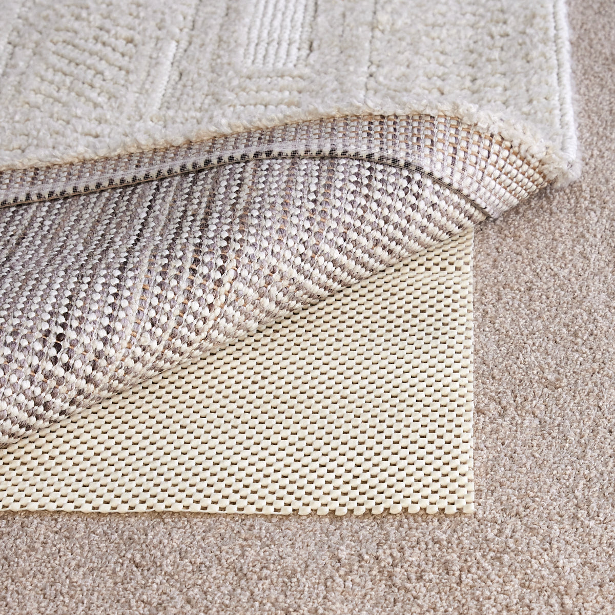Anti Slip Rug Pad, White PVC, Hard Flooring