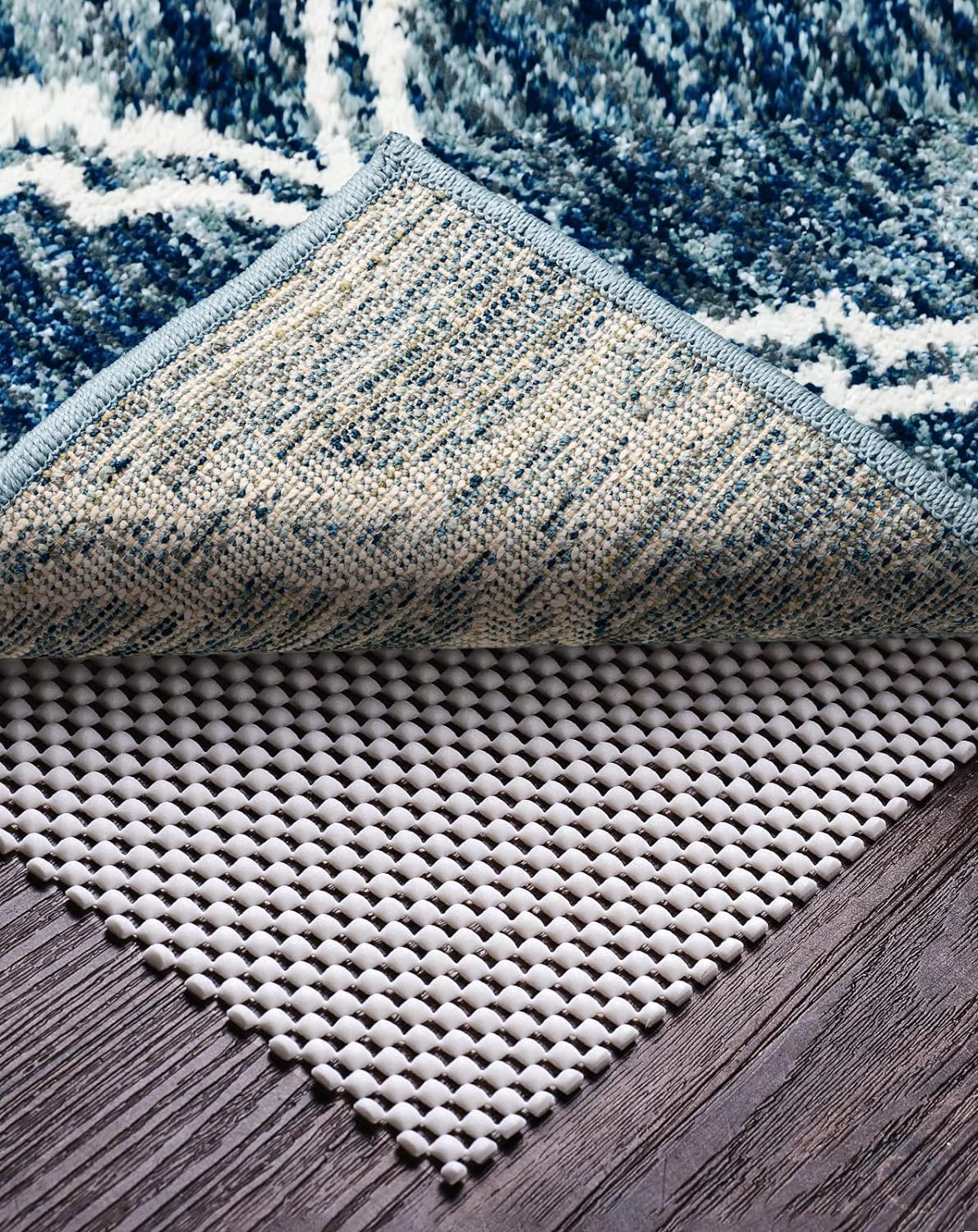 Anti Slip Rug Pad, White PVC, Hard Flooring