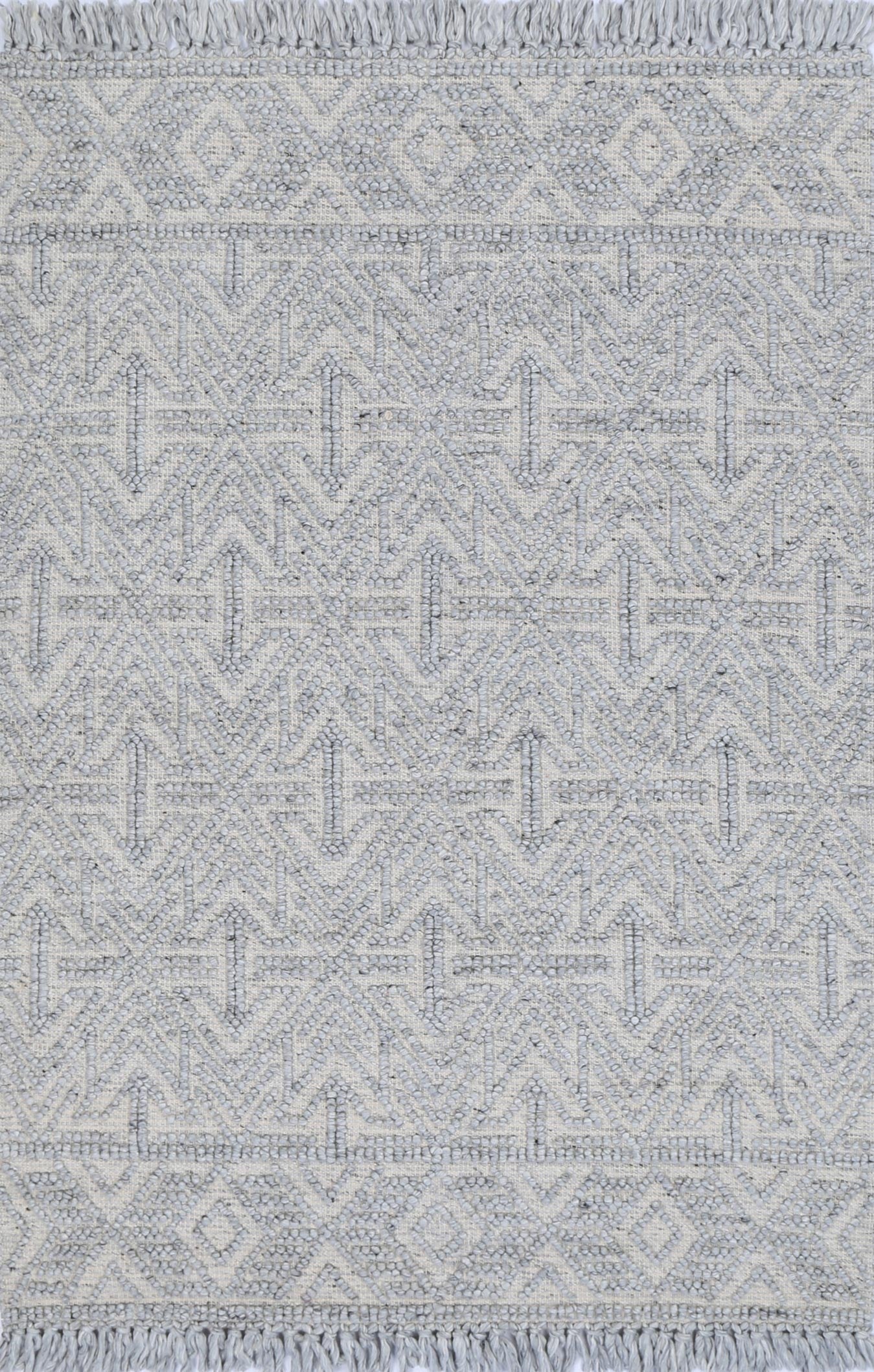 Diego Tribal Light Grey Wool Rug