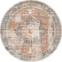 Distressed Vintage Cezanne Terracotta Blue Round Washable Rug - Washable Rug - Rugs a Million
