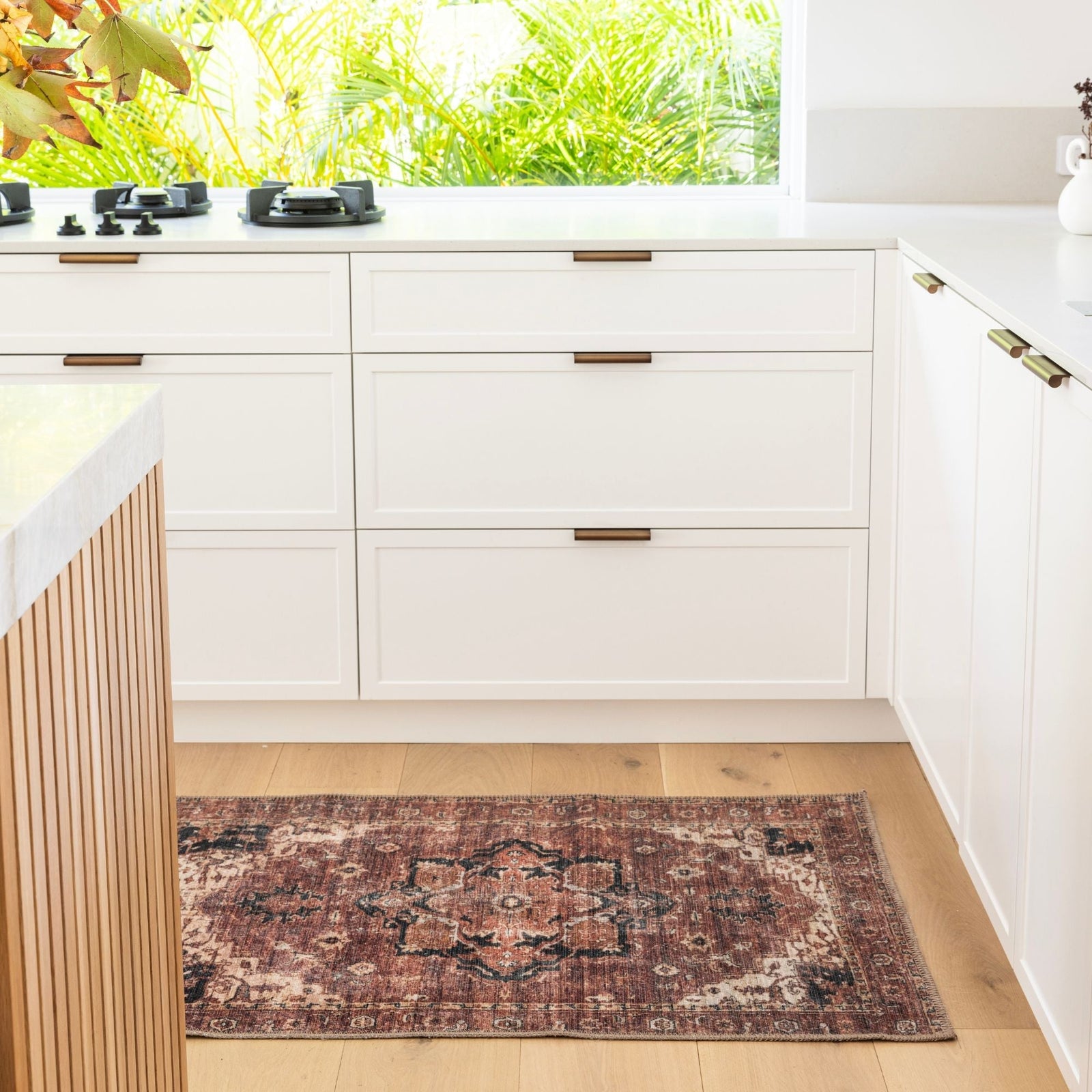 Distressed Vintage Cezanne Terracotta Runner - Washable Rug - Rugs a Million