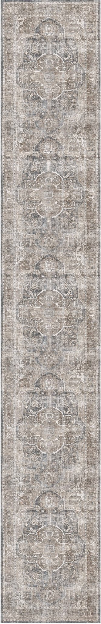 Distressed Vintage Kendra Ash Runner Rug - Washable Rug - Rugs a Million
