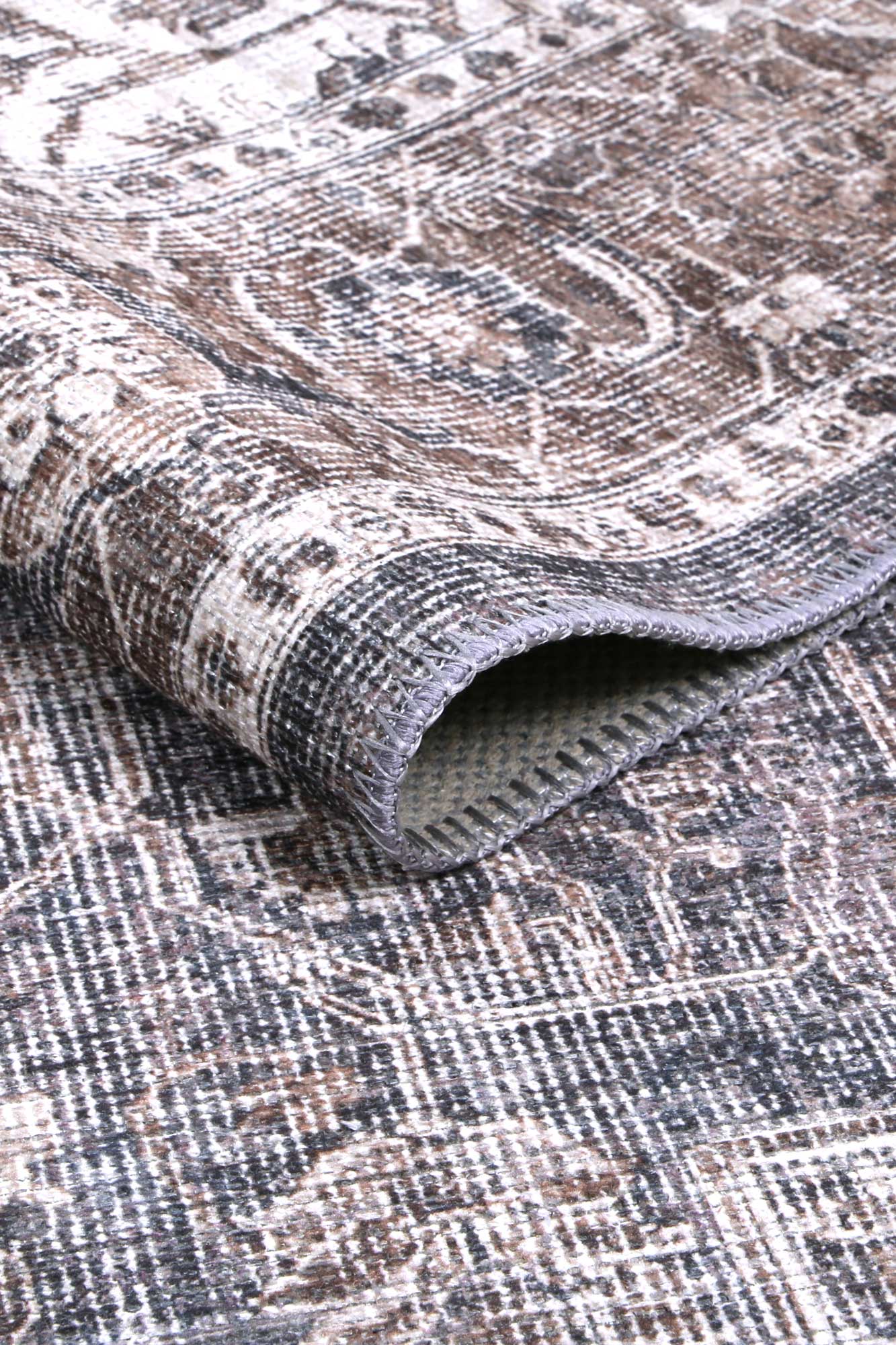 Distressed Vintage Kendra Ash Runner Rug - Washable Rug - Rugs a Million