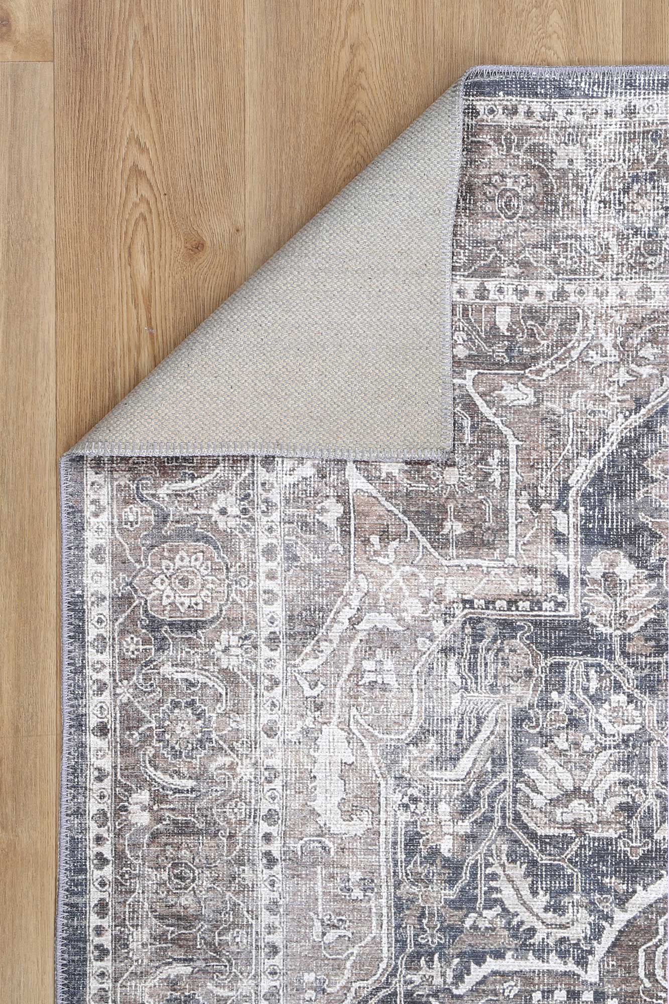 Distressed Vintage Kendra Ash Runner Rug - Washable Rug - Rugs a Million
