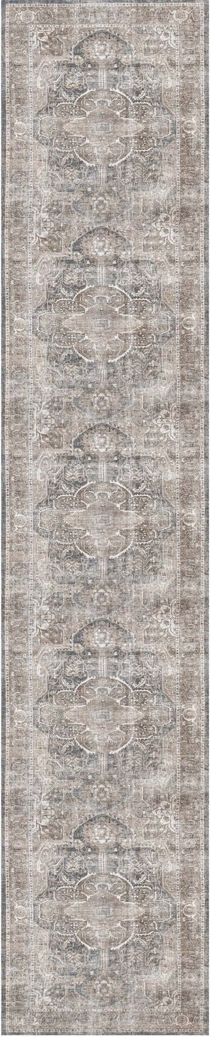 Distressed Vintage Kendra Ash Runner Rug - Washable Rug - Rugs a Million