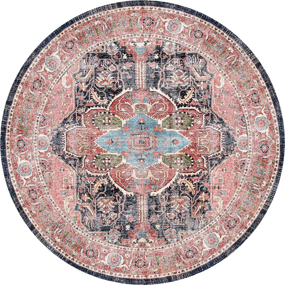 Distressed Vintage Kendra Round Rug - Washable Rug - Rugs a Million