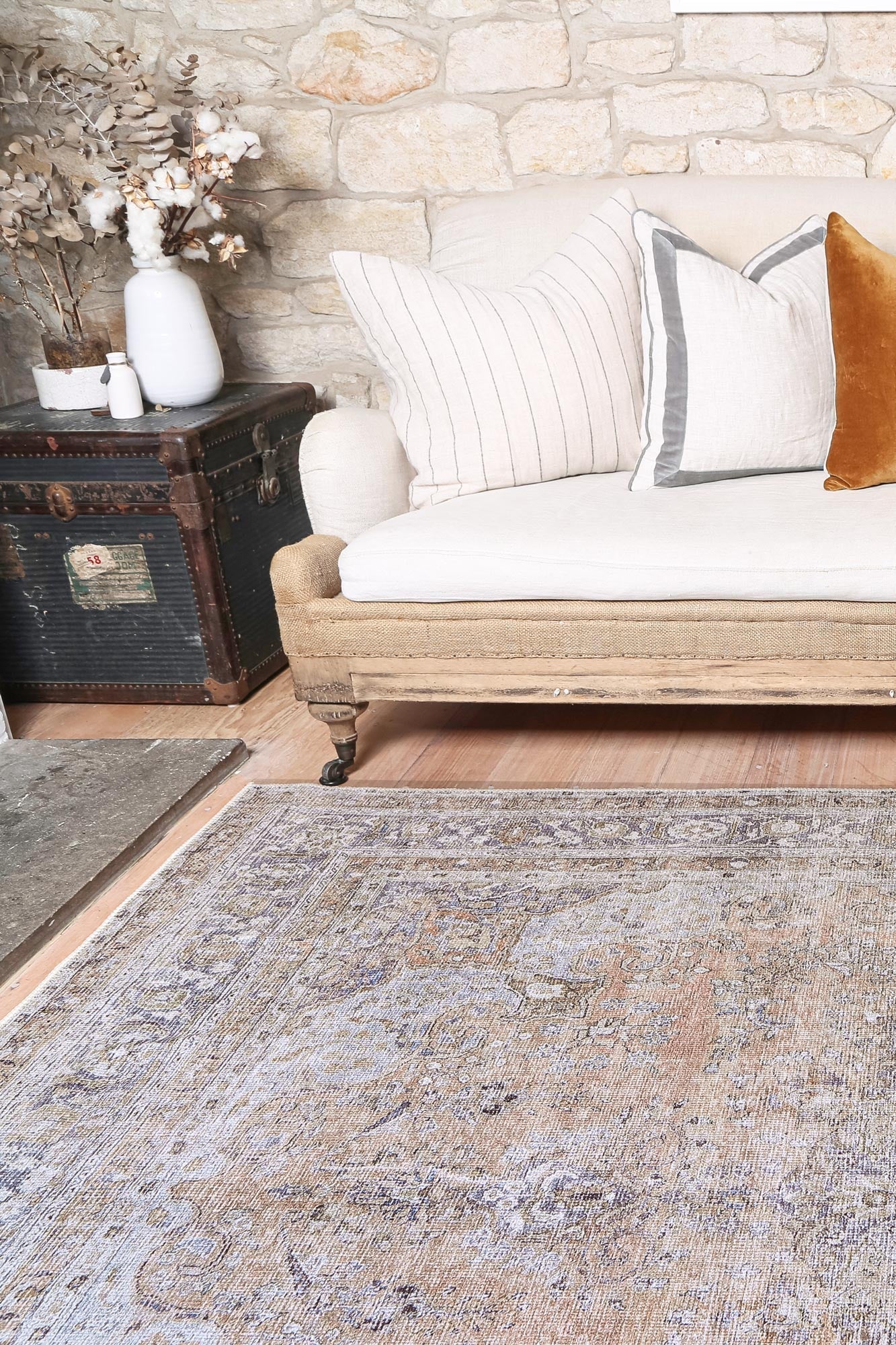 Distressed Vintage Oxus Desert - Washable Rug - Rugs a Million