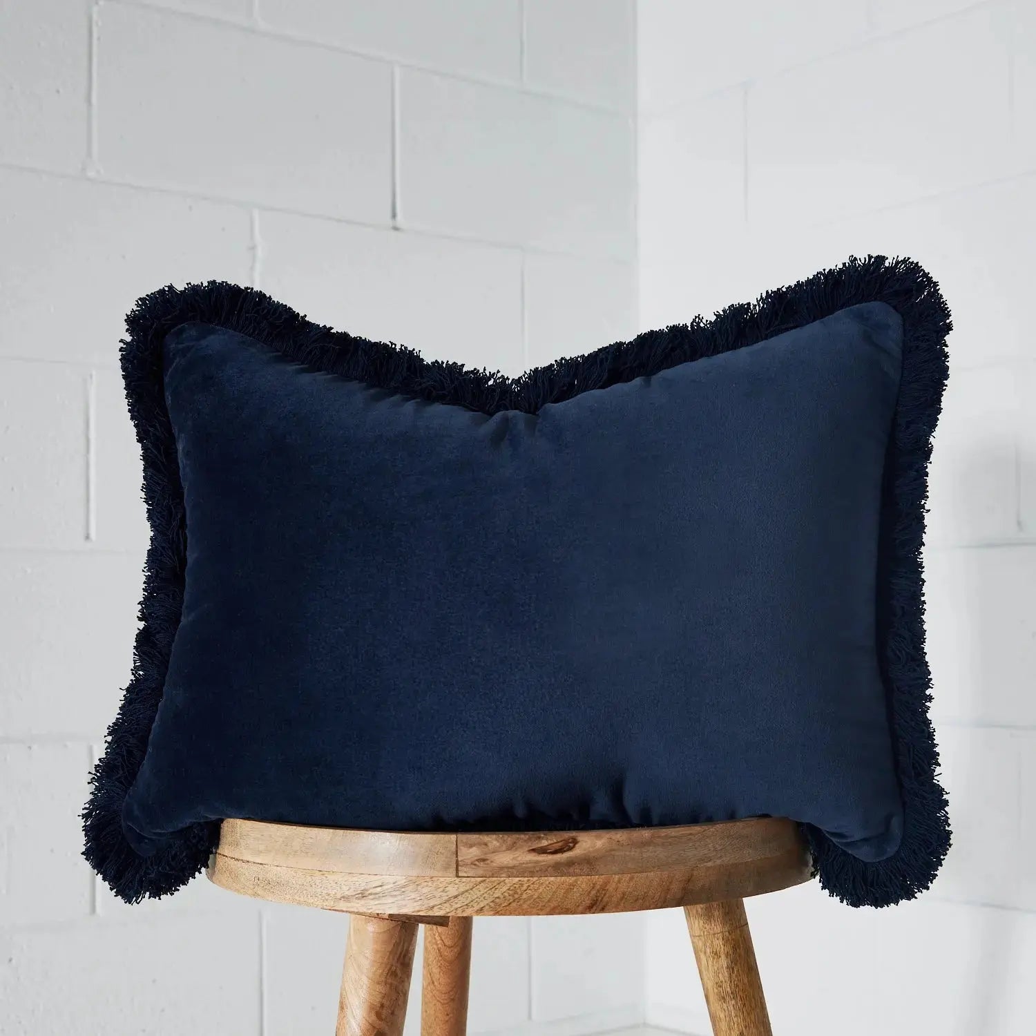 Fringed Velvet Cushion Grey - Cushion - Rugs a Million