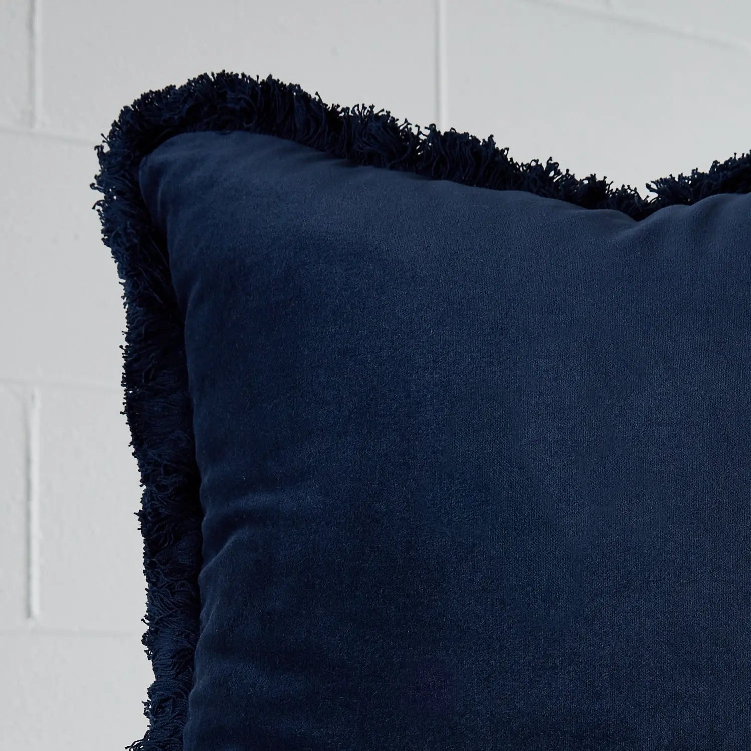 Fringed Velvet Cushion Navy - Cushion - Rugs a Million