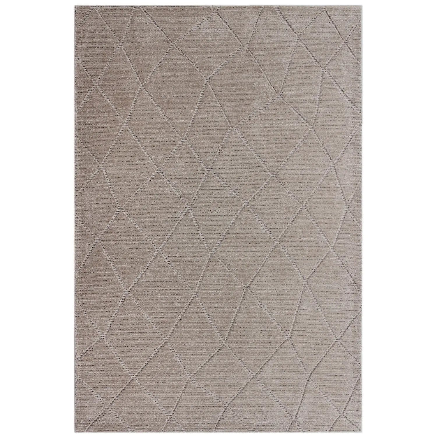 Lacey Abstract Diamond Beige Wool Rug - Rugs a Million