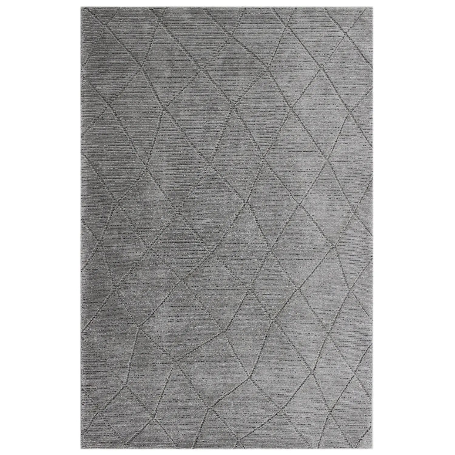 Lacey Abstract Diamond Silver Wool Rug - Rugs a Million
