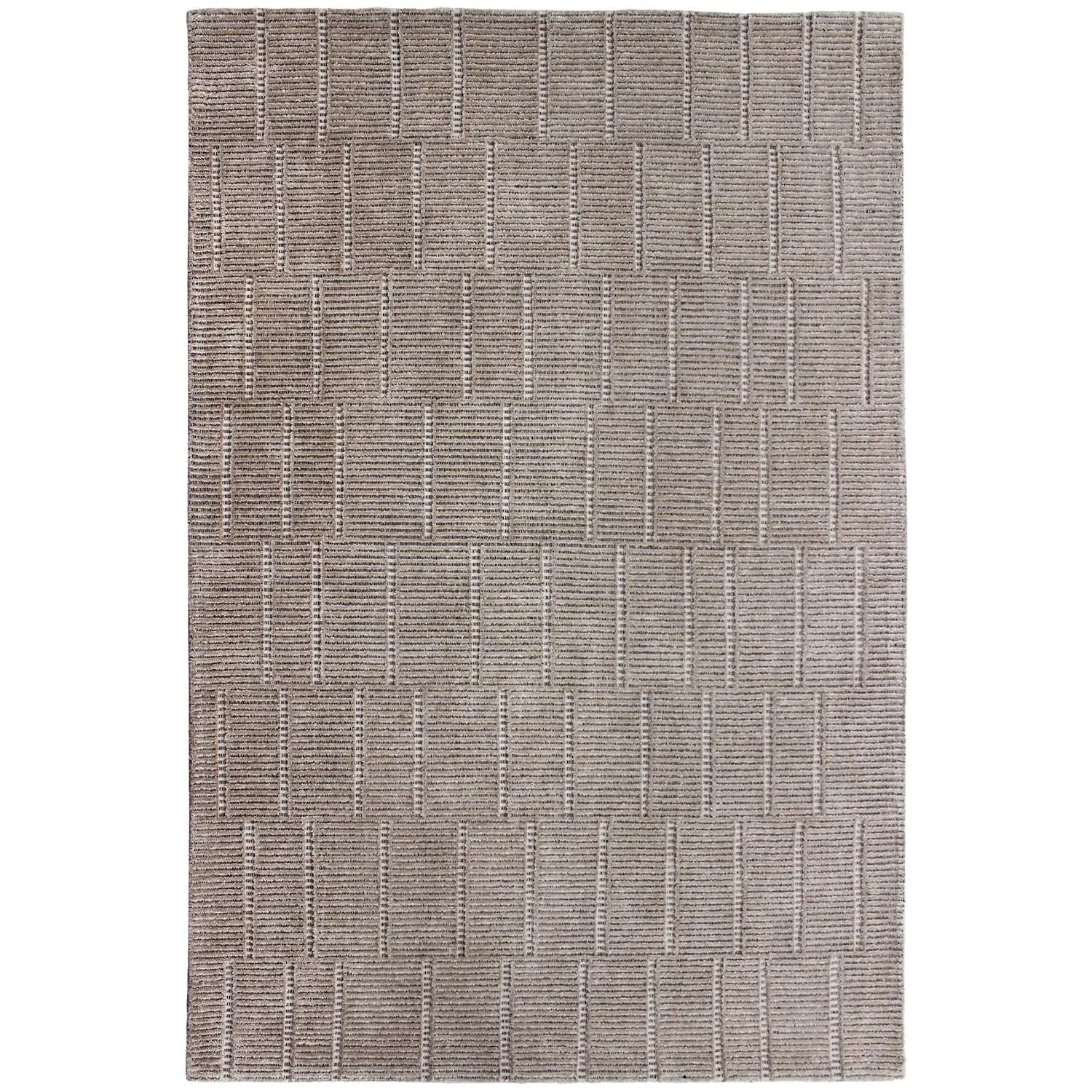 Lacey Abstract Stripe Beige Wool Rug - Rugs a Million