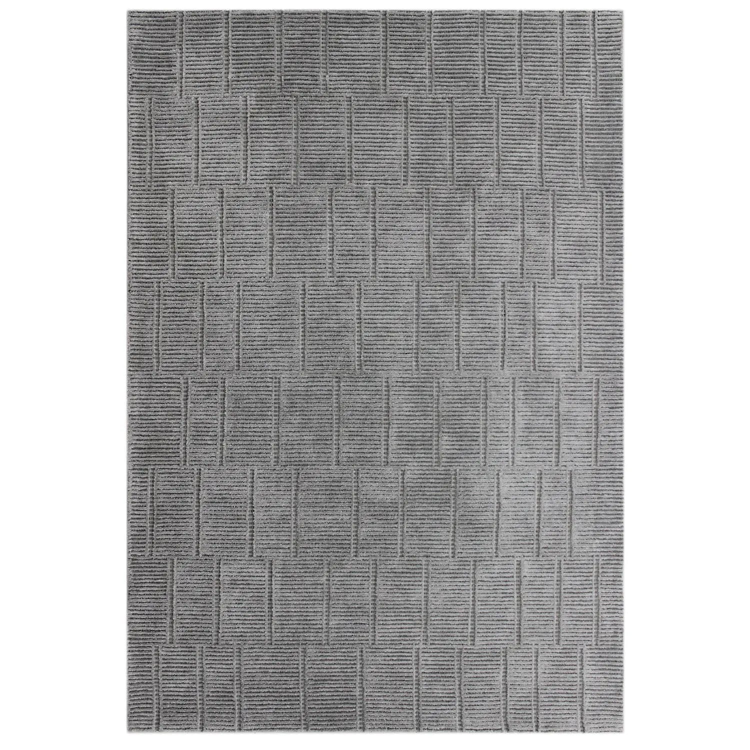 Lacey Abstract Stripe Silver Wool Rug - Rugs a Million