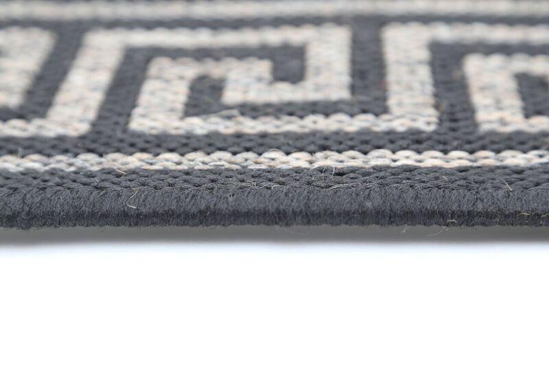 Sisalo Grey Bordered Patterned Rug - Runner - Rugs a Million