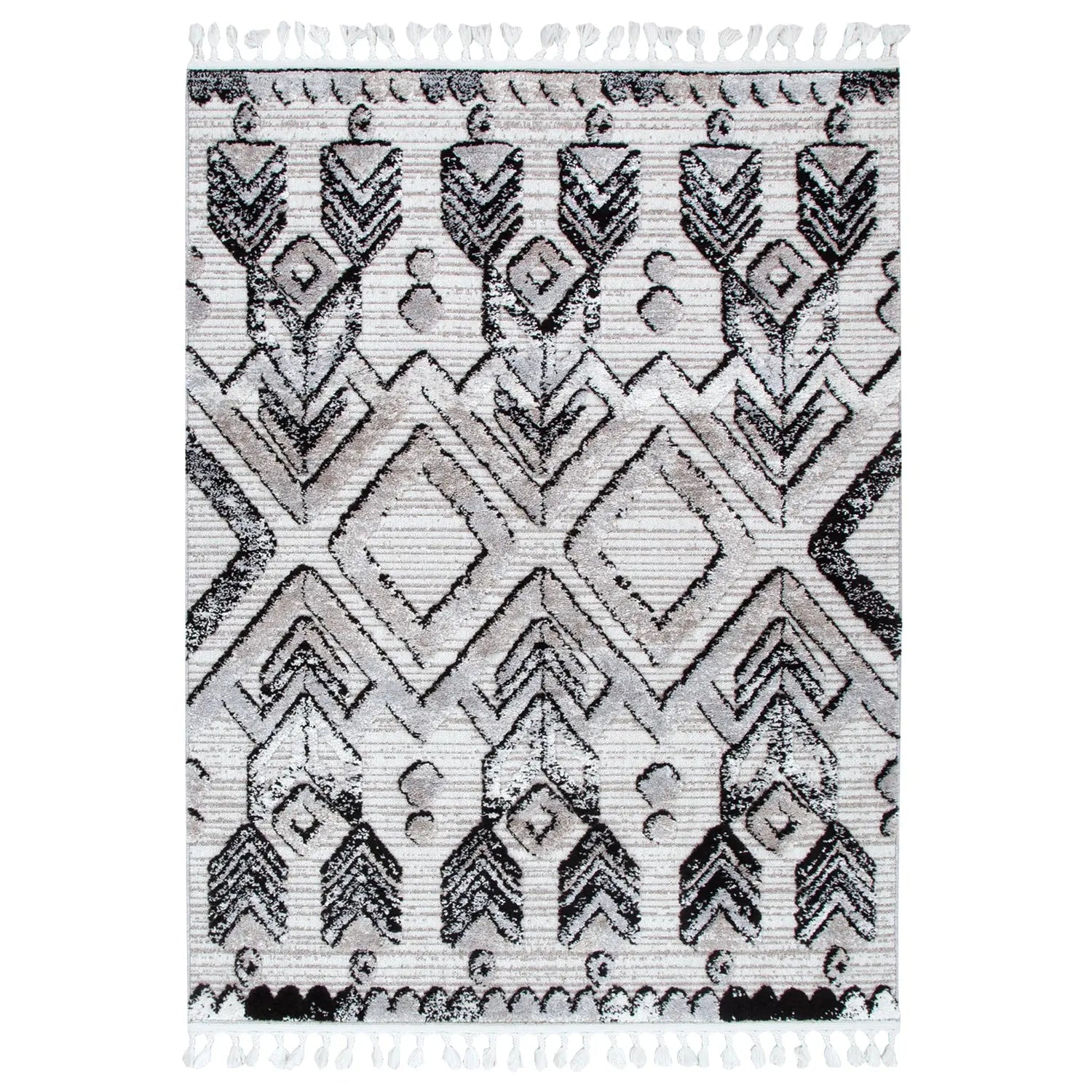 Zellige Tribal Black Beige Rug DecoRug