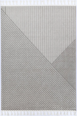 Aegean Cream Grey Geometric Striped Rug - Rug - Rugs a Million