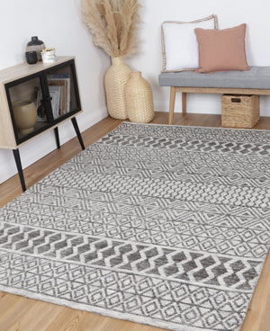 Alayah Tessellations Charcoal & Beige Rug - Rugs - Rugs a Million