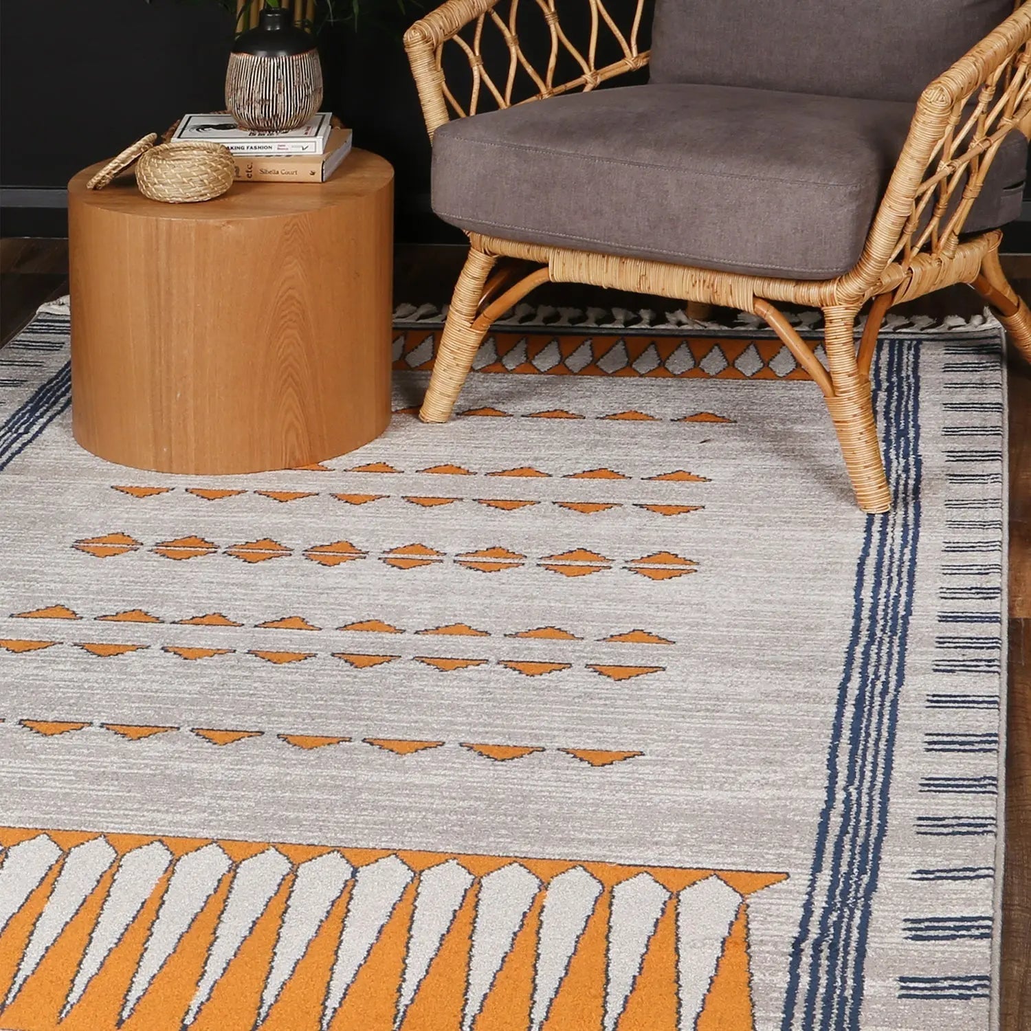 Asilah Dark Blue Terracotta Moroccan Rug - Rugs - Rugs a Million