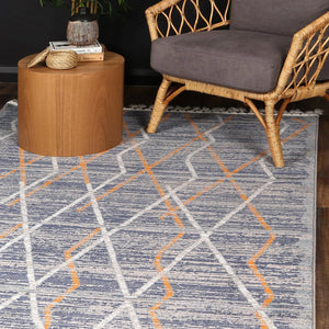 Asilah Grey Navy Moroccan Rug - Rugs - Rugs a Million