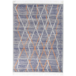 Asilah Grey Navy Moroccan Rug - Rugs - Rugs a Million