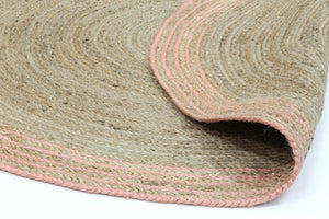 Capri Pink Natural Round Boarder Rug - Natural - Rugs a Million