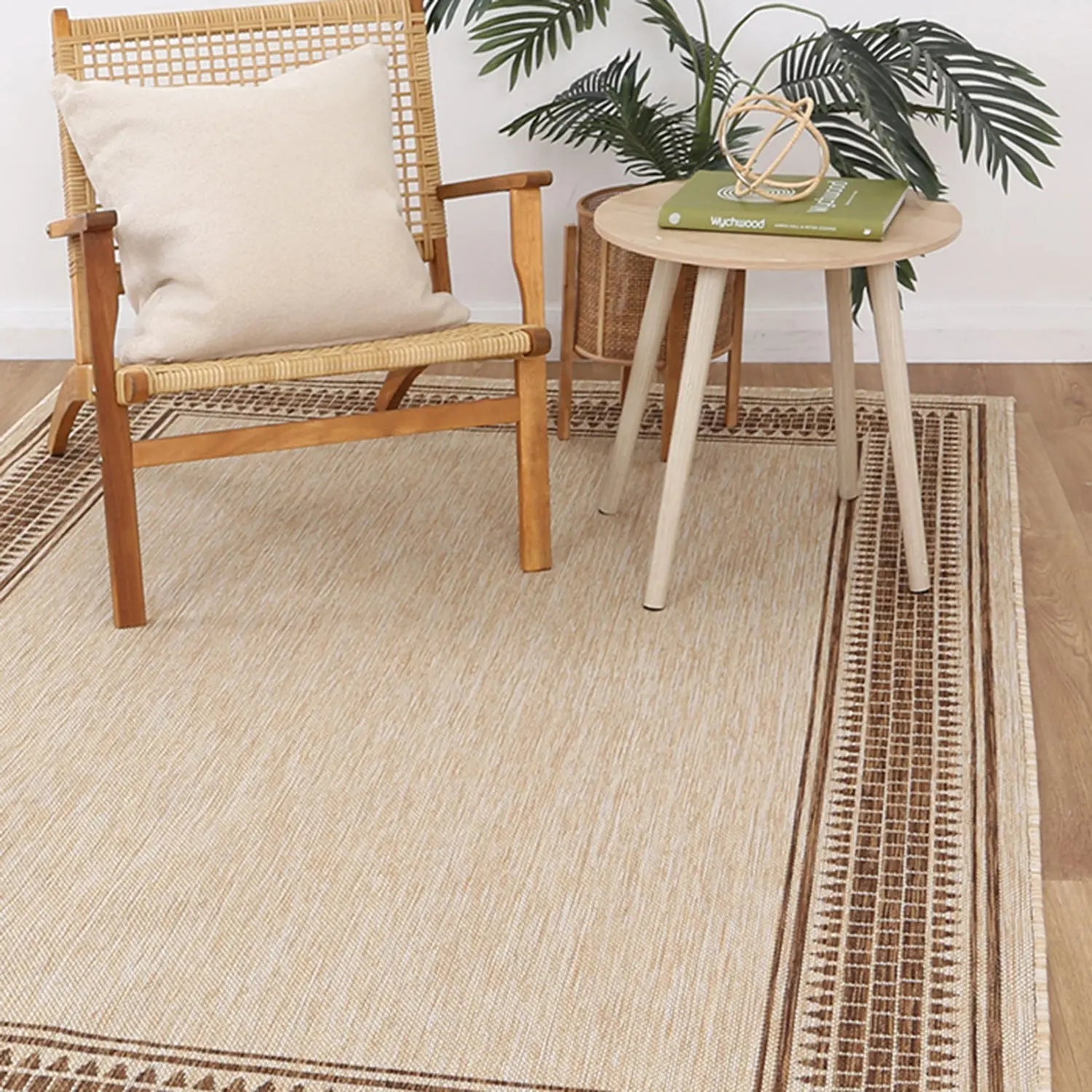Elements Indoor/Outdoor Cream Frame Rug - Rugs - Rugs a Million