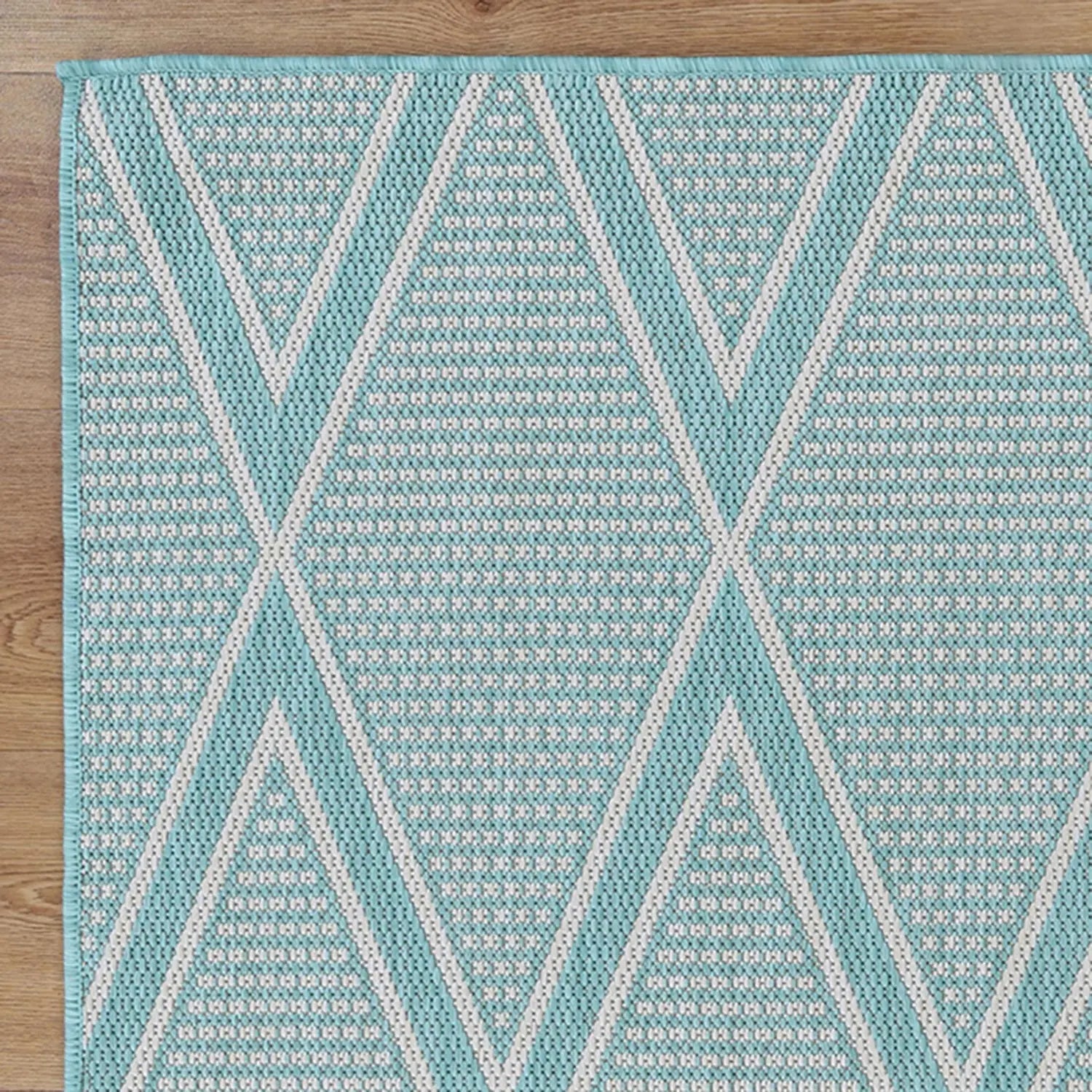 Elements Indoor/Outdoor Turquoise Diamond Rug - Rugs - Rugs a Million
