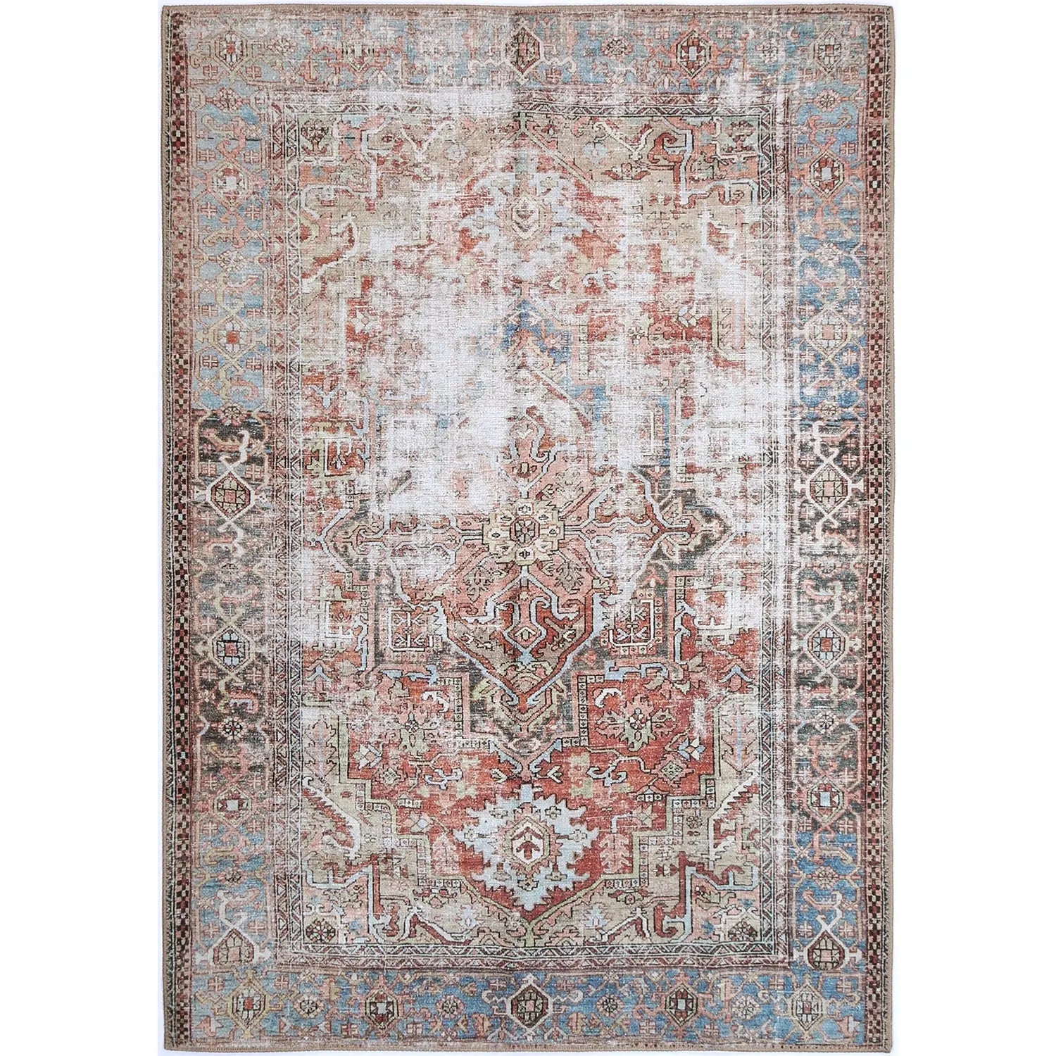 Enchant Washable Distressed Terracotta Rug - Rugs - Rugs a Million