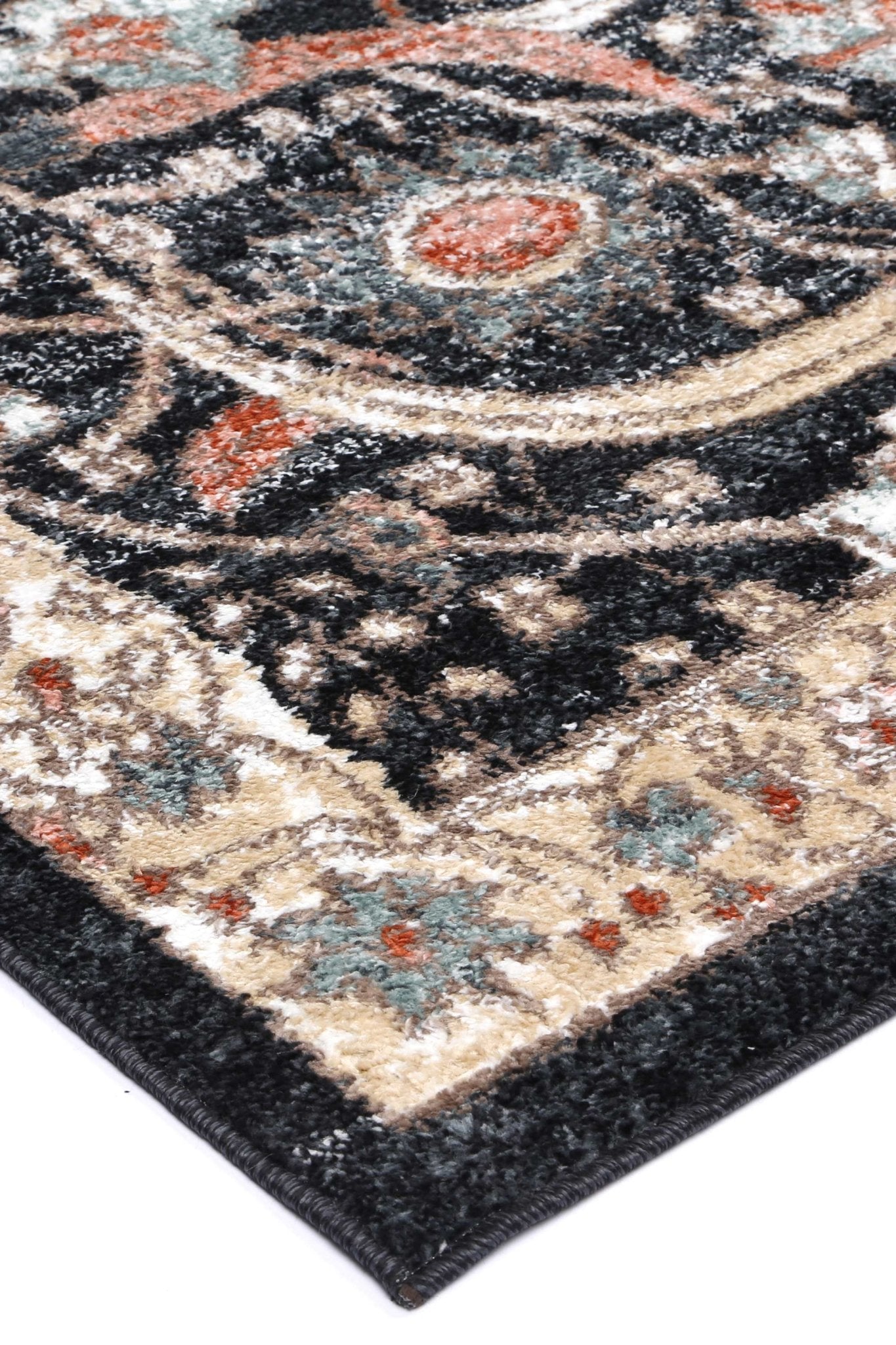 Fortune Traditional Charcoal Cream Rug - Rug - Rugs a Million