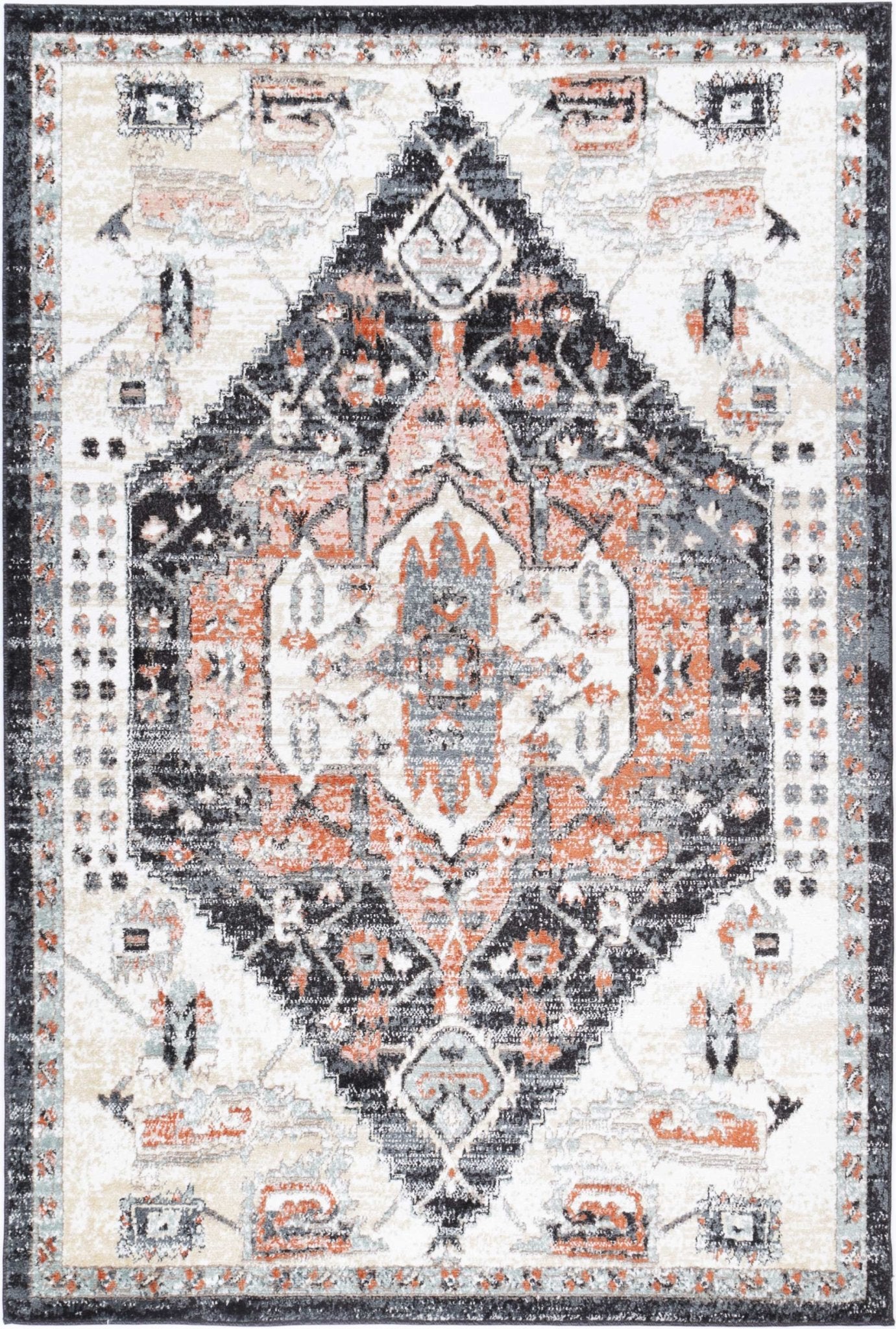 Fortune Traditional Cream Black Rug - Rug - Rugs a Million