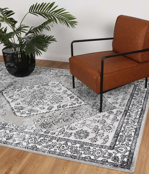 Fortune Traditional Grey Black Rug - Rug - Rugs a Million