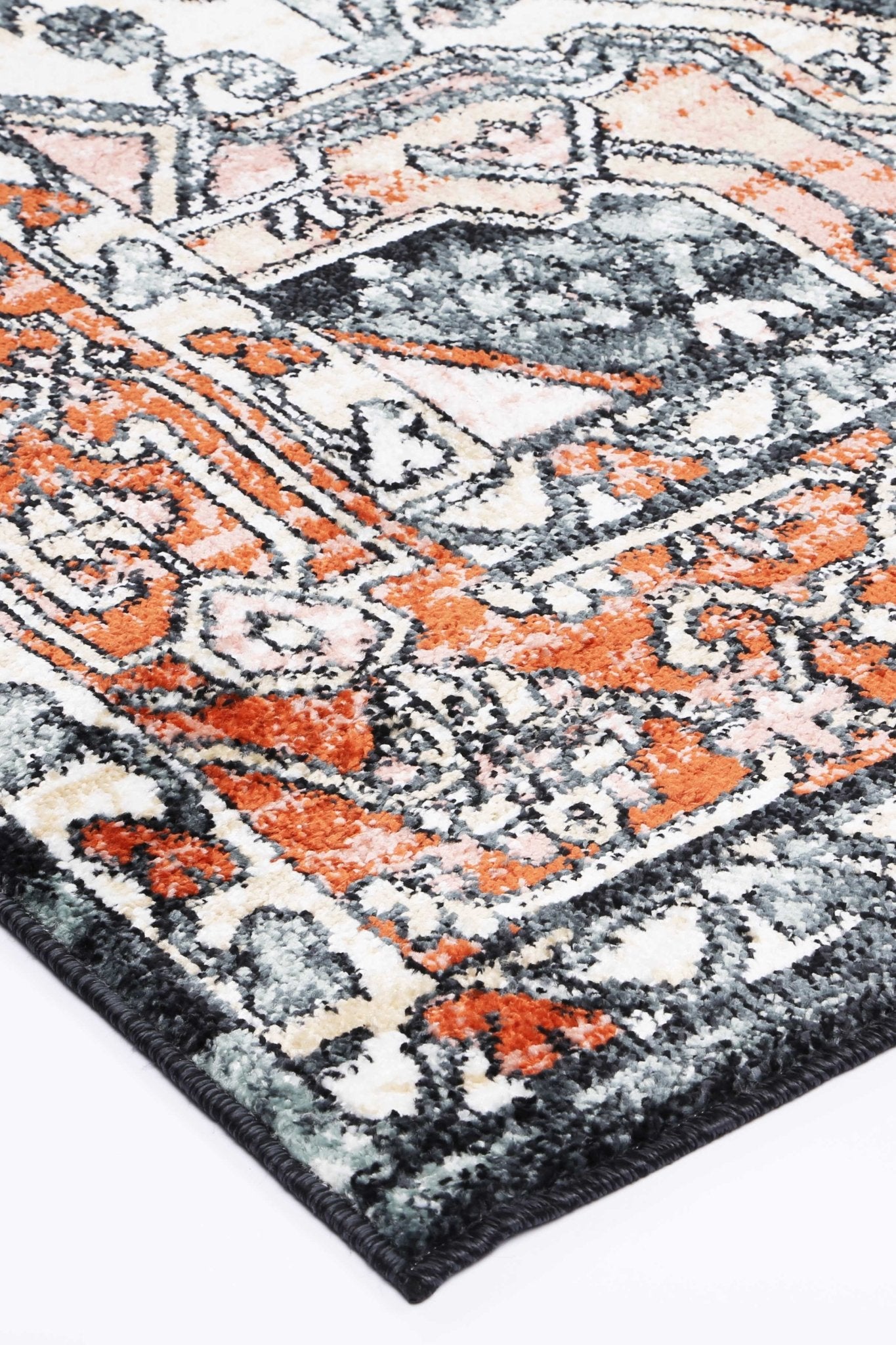 Fortune Traditional Terracotta Black Rug - Rug - Rugs a Million