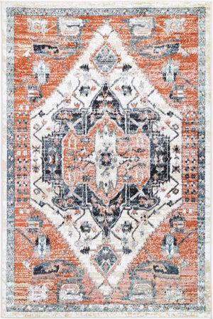 Fortune Traditional Terracotta White Rug - Rug - Rugs a Million
