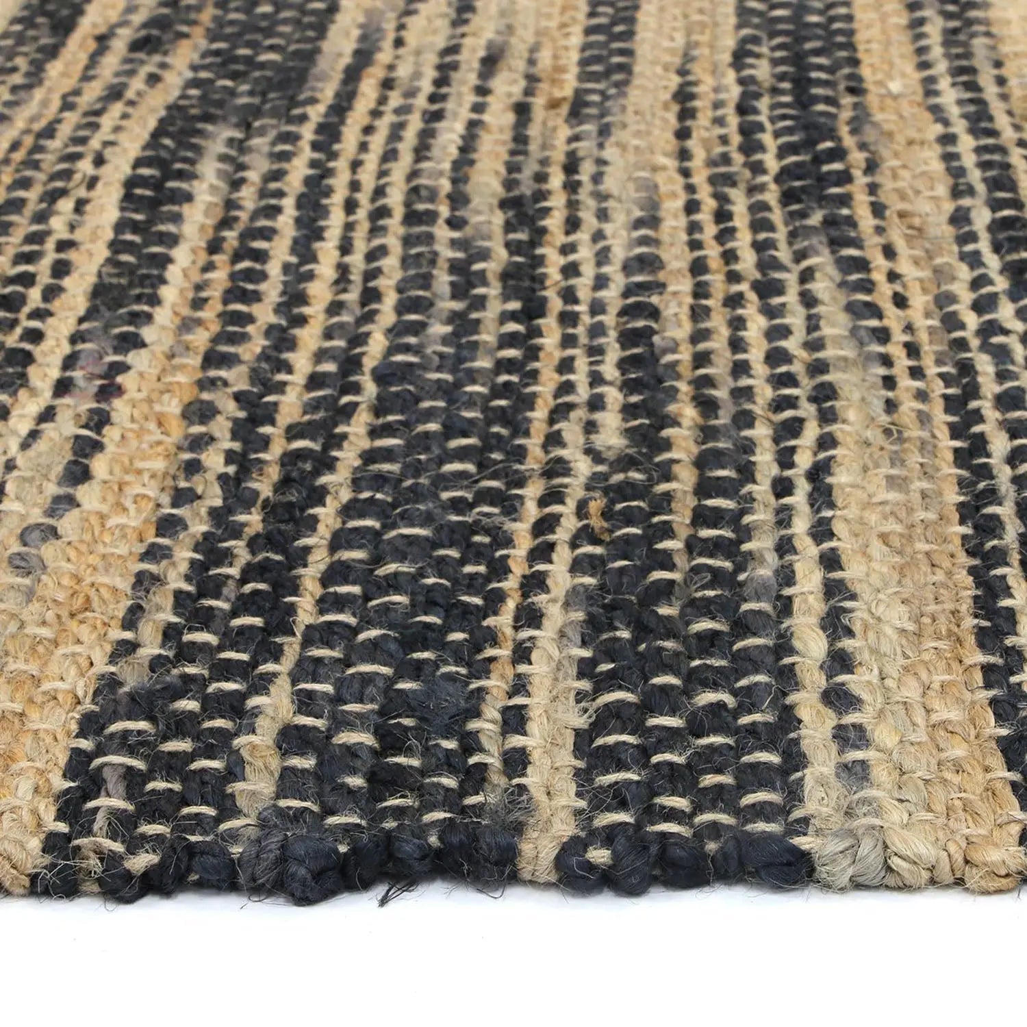 Malmo Grey Stipe Natural Jute Rug - Natural - Rugs a Million