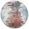 Mercury Jorge Blue & Terracotta Abstract Round Rug - Round Rug - Rugs a Million