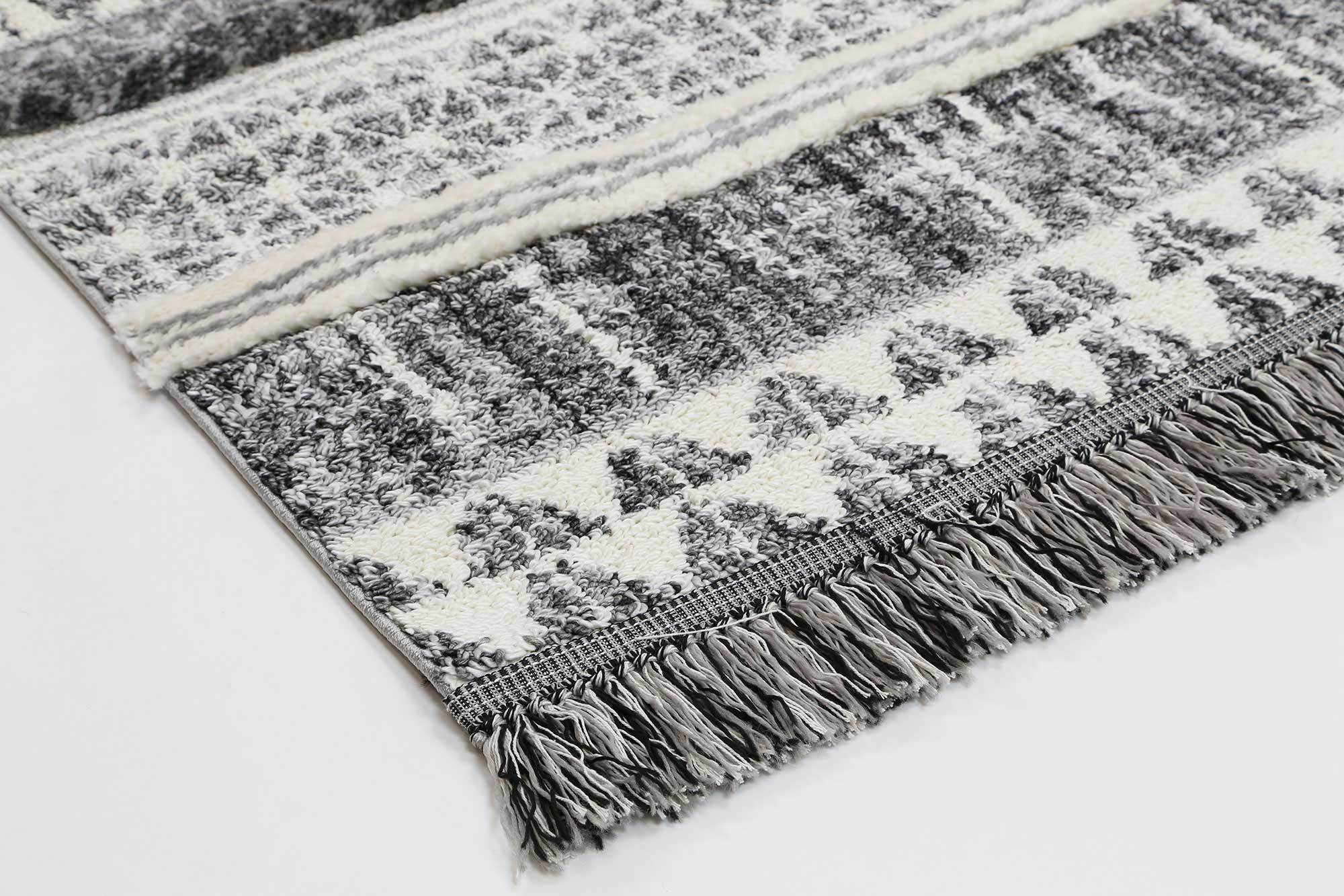 Mono Tribal Lines Cream Anthracite Rug - Shaggy - Rugs a Million