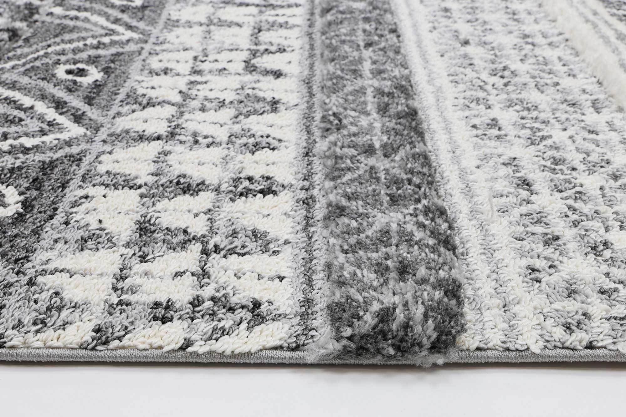 Mono Tribal Lines Cream Anthracite Rug - Shaggy - Rugs a Million