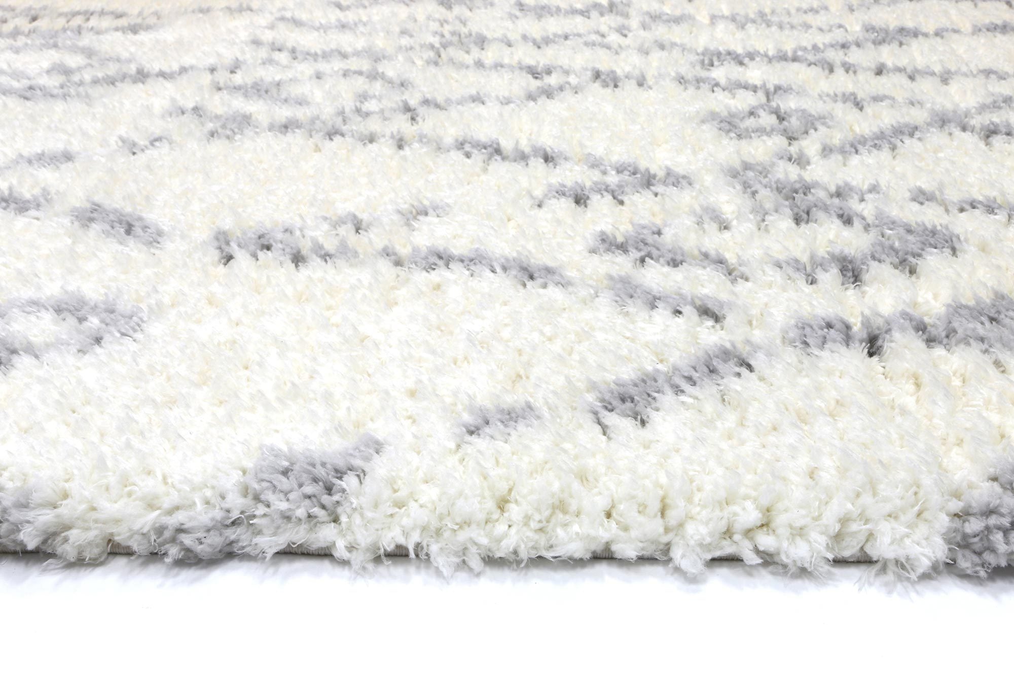 Moroccan Cream and Silver Fes Rug - Shaggy - Rugs a Million