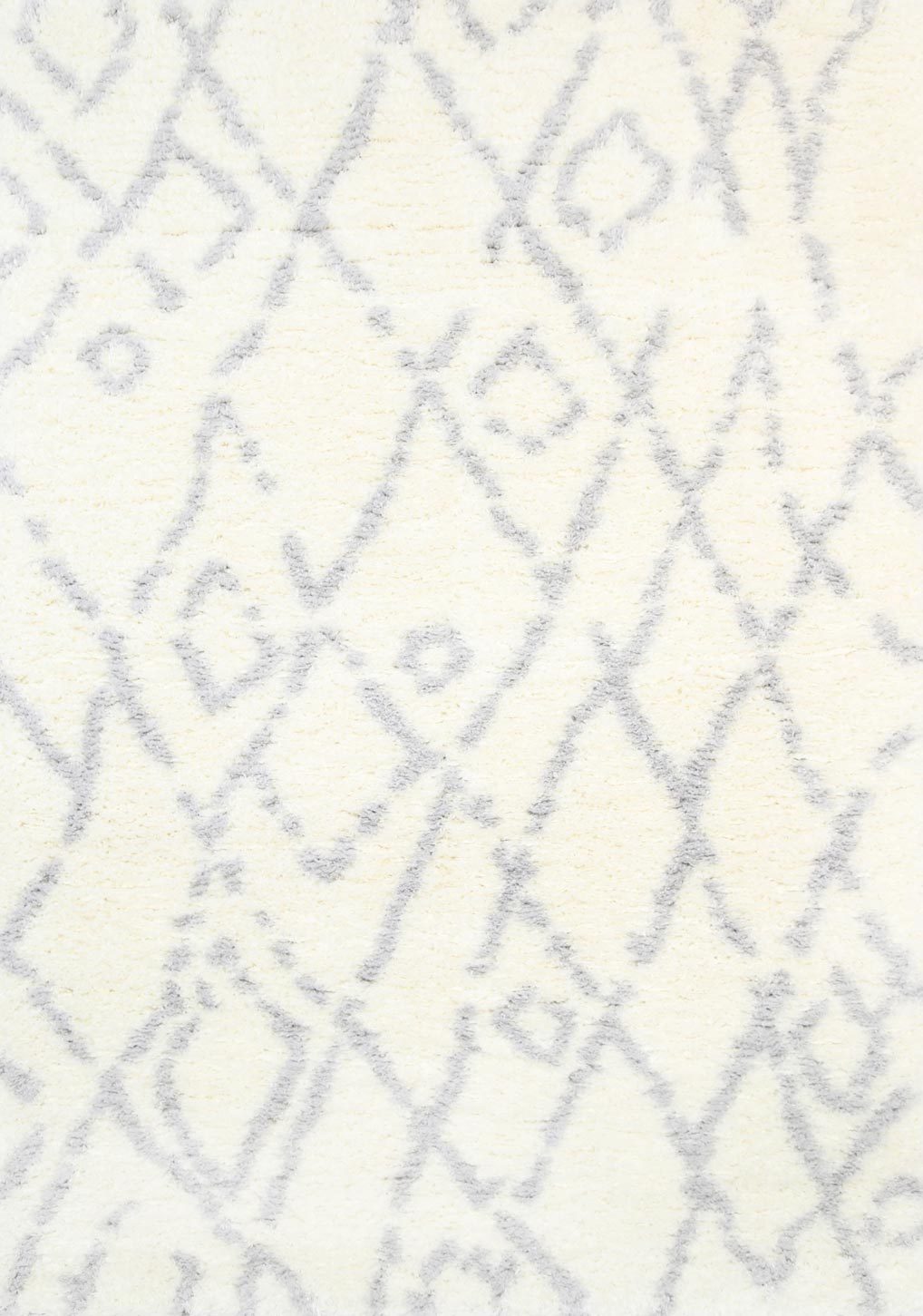 Moroccan Cream and Silver Fes Rug - Shaggy - Rugs a Million