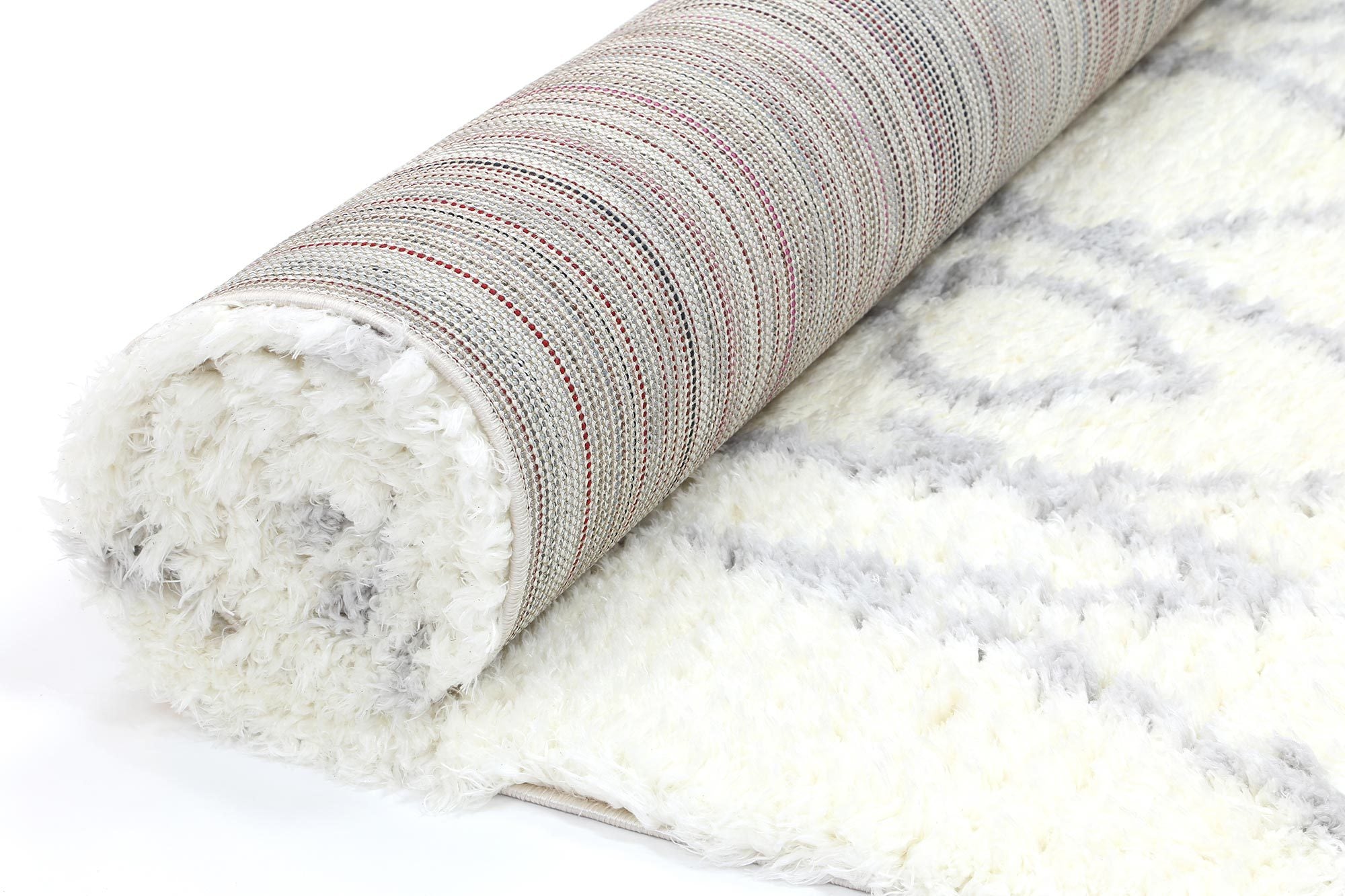 Moroccan Cream and Silver Fes Rug - Shaggy - Rugs a Million