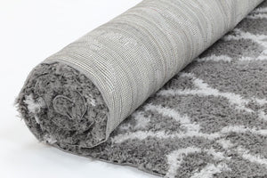 Moroccan Grey and Silver Fes Rug - Shaggy - Rugs a Million