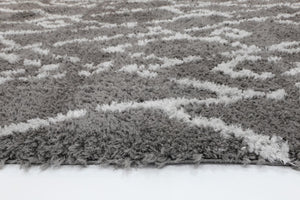 Moroccan Grey and Silver Fes Rug - Shaggy - Rugs a Million