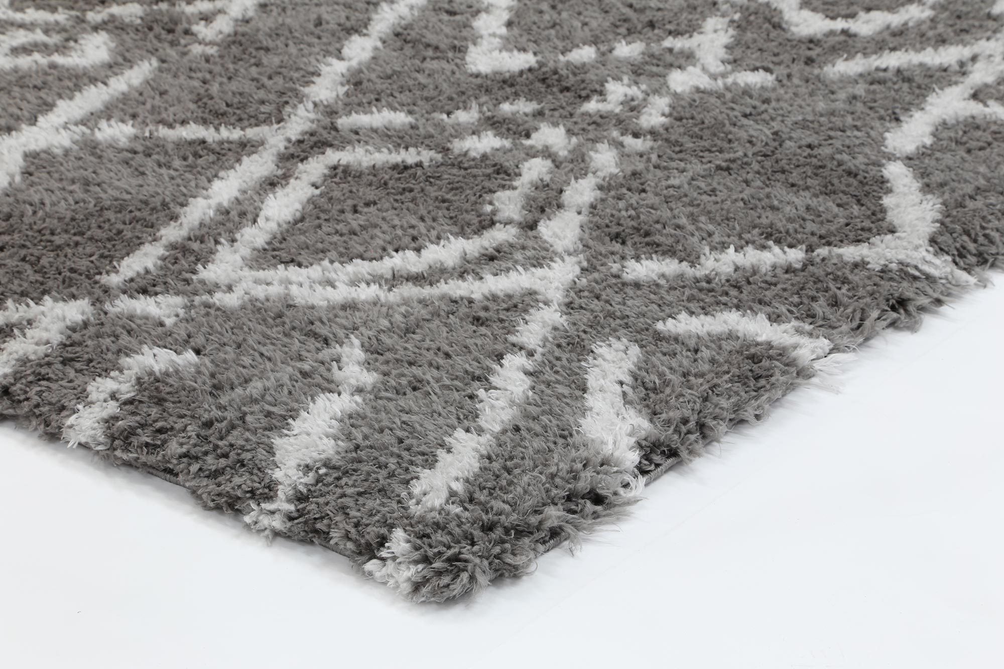 Moroccan Grey and Silver Fes Rug - Shaggy - Rugs a Million