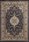 Ornate Navy Blue Bordered Traditional Flowered Rug - Rug - Rugs a Million
