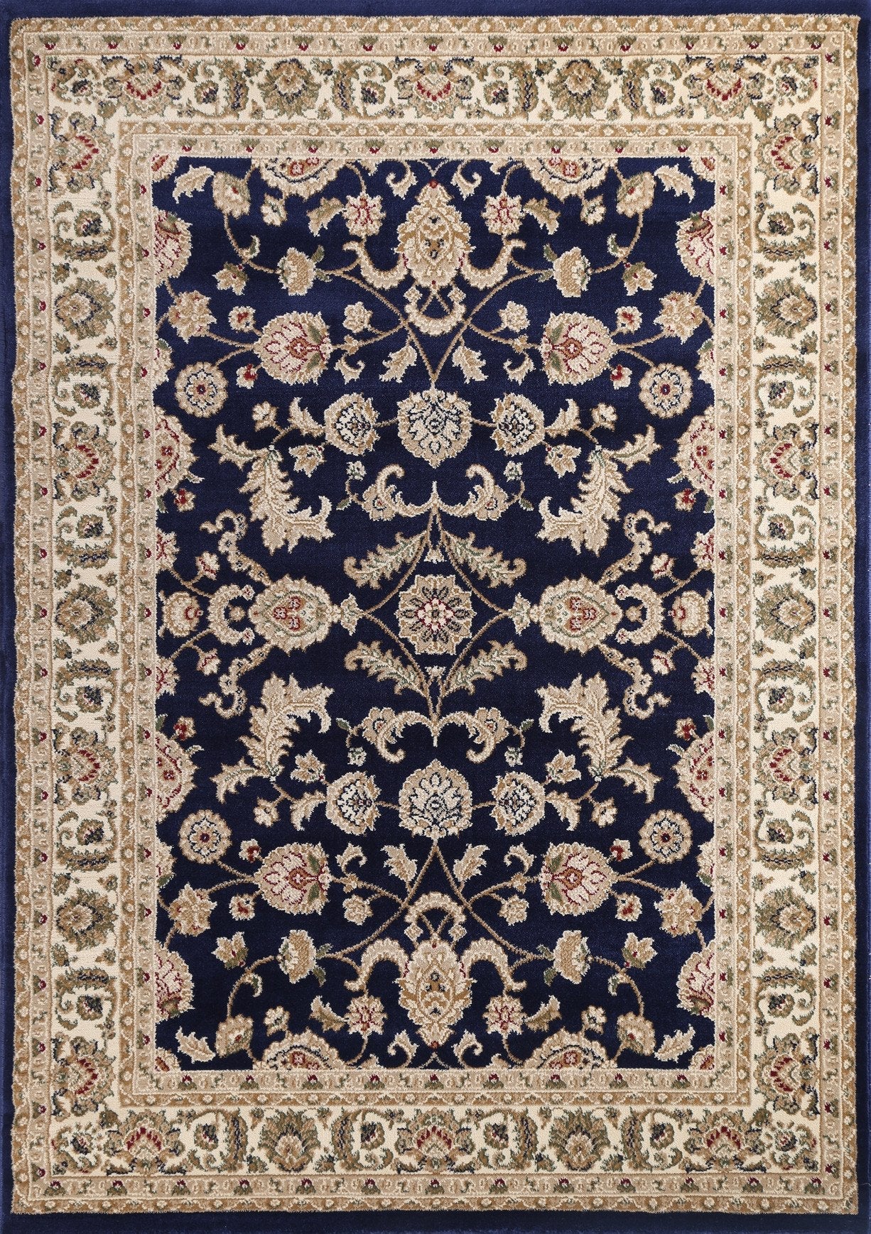 Ornate Navy Blue Traditional Bordered Ikat Rug - Rug - Rugs a Million