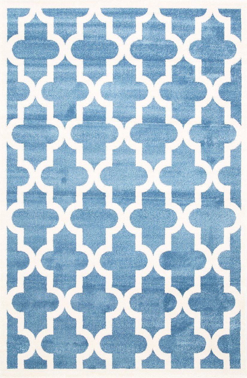 Piccolo Blue and White Lattice Pattern Kids Rug - Kids - Rugs a Million