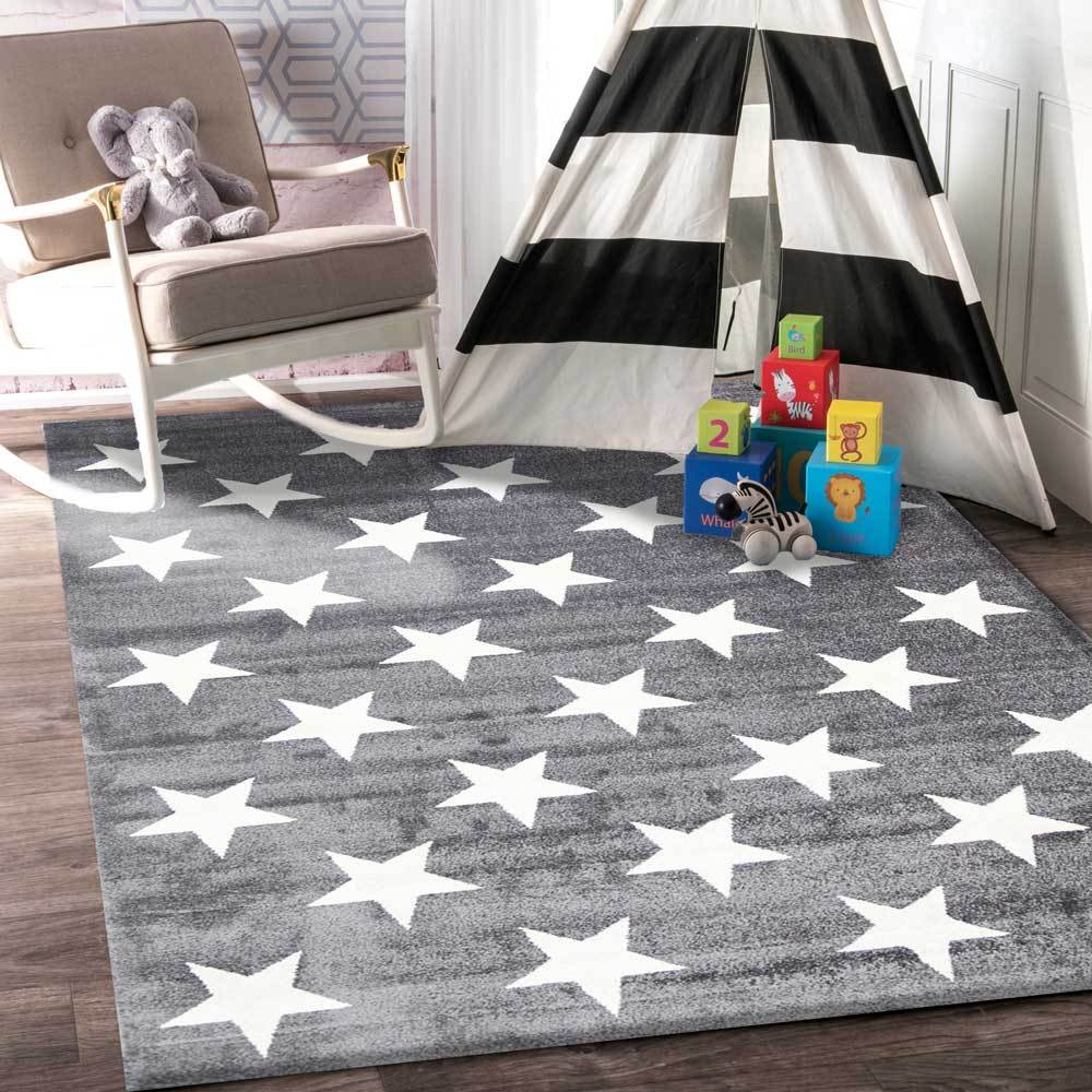 Piccolo Charcoal and White Stars Kids Rug - Kids - Rugs a Million