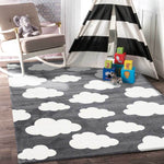 Piccolo Dark Grey and White Cloud Kids Rug - Kids - Rugs a Million